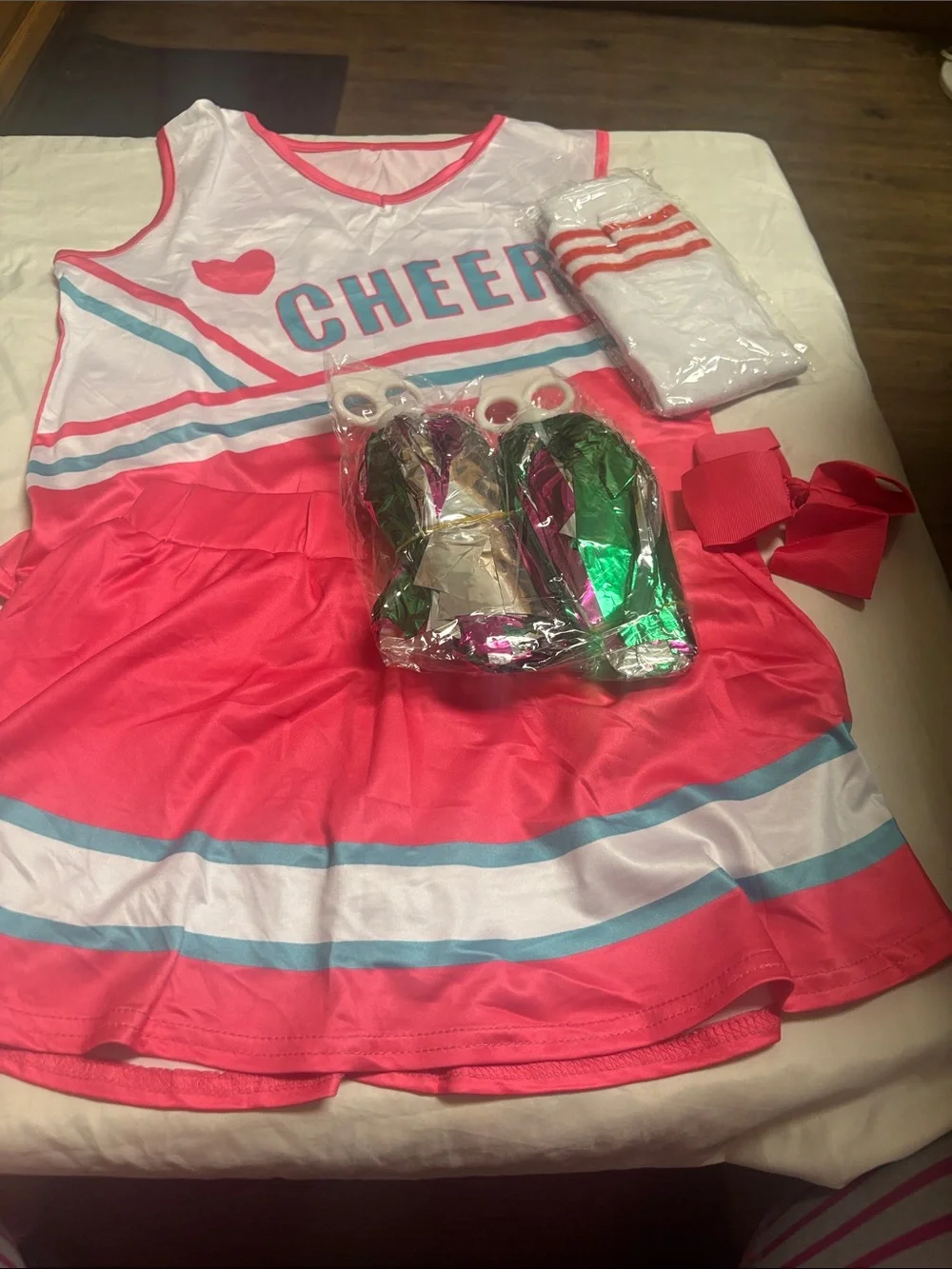 Cheerleader Costume Dress Set - Pink and White